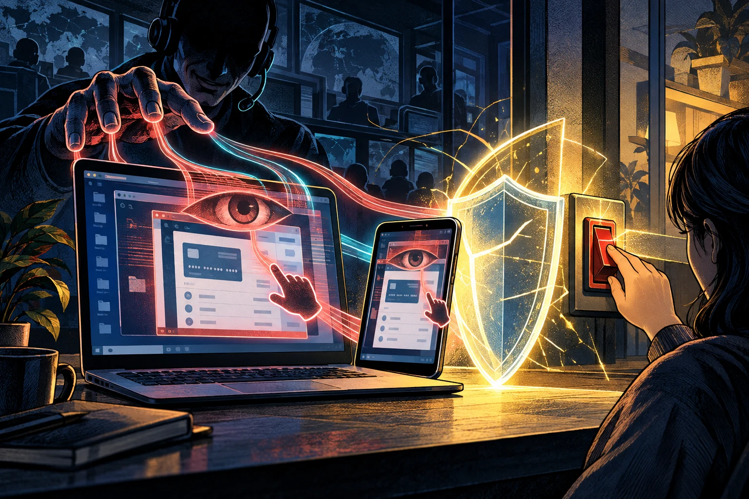 Screen sharing and control permissions can expose financial information.